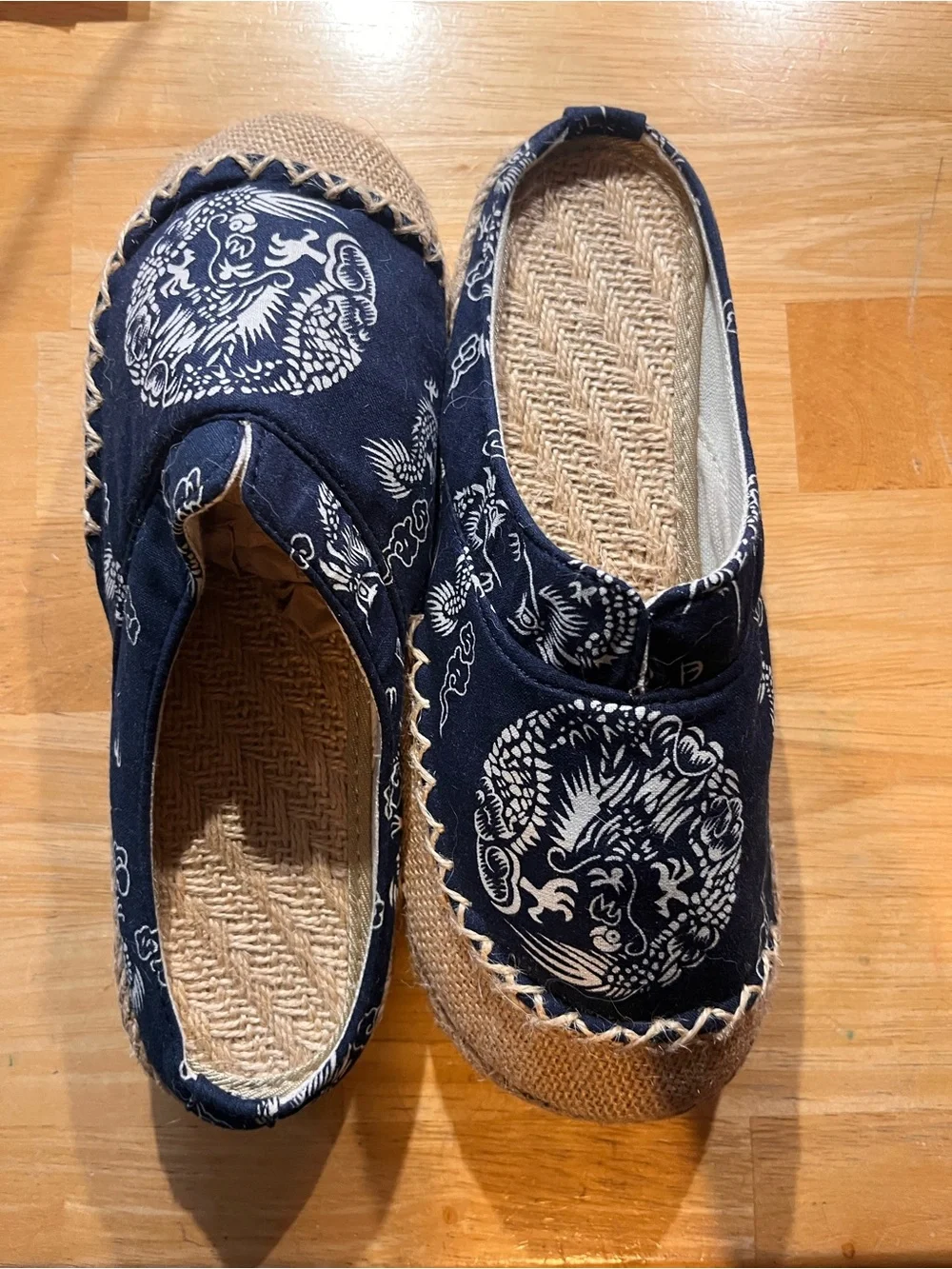 Women’s Navy Printed Espadrilles - Casual Slip-On Flat